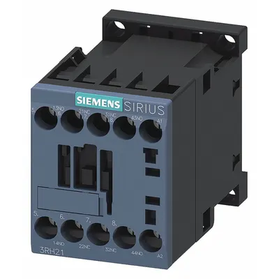 Siemens Control Relay: DIN-Rail & Surface Relay Mounting, 120V AC Coil Volt, 2NO/2NC - Combination DIN-Rail & Surface-Mounted Relays