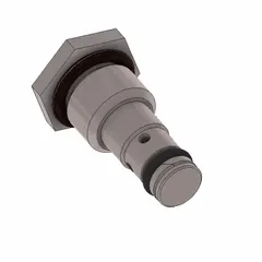 Two-way cartridge check valve with steel body and nitrile seal. Designed for CAV0W-2 valve cavity. Overall length 0.563 in. Used in hydraulic circuits to permit flow in one direction and prevent backflow, protecting system components.