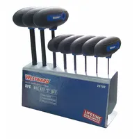 WESTWARD Hex Key Set: 6 - 10 Pieces, T, Metric, Std End, Long, 8 Pieces, Organizer, Black Oxide
