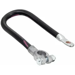 Top post battery cable with 1 ga wire size and 16 in overall length. Black wire with bolt connection for 60VDC systems. Provides a direct electrical link for battery systems requiring bolt-type termination.