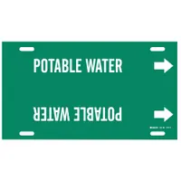 Pipe Marker: Potable Water, Green, White, Fits 6 to 7 7/8 in Pipe O.D., 1 Pipe Markers, With Arrows (MPN 4111-F)