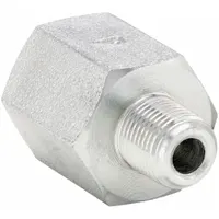 This steel straight adapter connects 1/4 in and 1/2 in pipe sizes in high-pressure hydraulic systems. Rated for 5,000 psi, it is used in extreme-pressure fluid power applications such as industrial machinery and mobile equipment