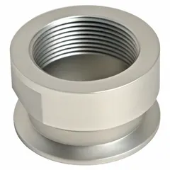 This adapter is designed for mounting non-contact ultrasonic liquid level sensors in industrial tanks and vessels. It provides a secure flange connection for accurate level measurement. Overall height is 1.5 inches. Compatible with ECHOBEAM LR80-0000 sensor model.