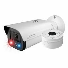 Fixed bullet camera with 4MP resolution and 1/3 CMOS sensor. Features a 2.8 mm maximum focal length and 360° maximum viewing angle. RJ45 connector for network connectivity. Suitable for indoor or outdoor surveillance applications such as monitoring parking lots, warehouses, and building perimeters.