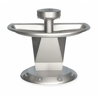 BRADLEY Wash Fountain: Silver, Stainless Steel, Semi-Circular, 54 in Overall Wd - Foot-Operated Push Button Wash Fountains