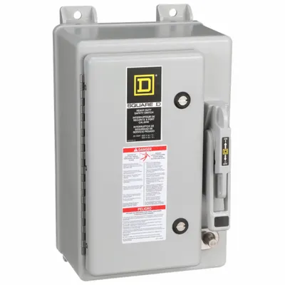 SQUARE D Safety Switch: Non-Fusible, 30 A, Three Phase, 600V AC, Non-Metallic - Non-Fusible Safety Switches