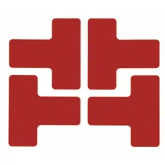 Solid red polyester floor marking tape with no legend, measuring 2 inches by 5 inches. Each piece has an 8 mil thickness. Supplied in a 20-pack. Used for visual safety cues such as marking hazards, fire equipment locations, or restricted areas in industrial facilities.