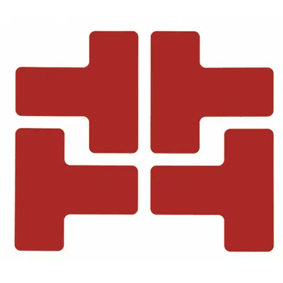 BRADY Floor Marking Tape: T, Solid, Red, No Legend, 2 in x 5 in, 8 mil Tape Thick - T-Shaped Floor Marking Tape