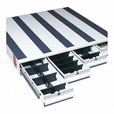 WEATHER GUARD Van Storage Drawer with 4 Shelves, 48 in Wd x 49 in Dp, White - Van Storage Cabinets & Drawers
