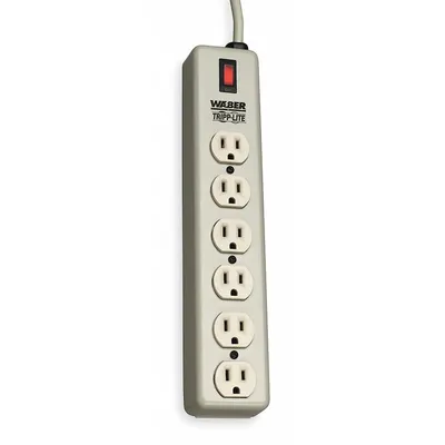 TRIPP LITE Outlet Strip: 6 Outlets, 6 ft Cord Lg, 15 A Current, UL 1363, Beige, 5-15P - Industrial Power Strips