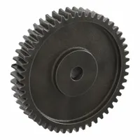 Metric worm wheel with module m 2.5, 20° pressure angle, right-hand helix, and non-ground tooth finish. Made of cast iron. Used in power transmission systems for speed reduction and torque multiplication, commonly applied in conveyors, indexing tables, and industrial machinery