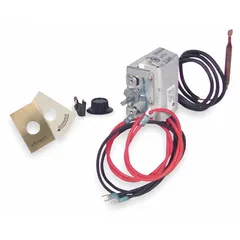 Unit-mount thermostat for electric wall and ceiling heaters. Mechanical selector dial adjusts temperature from 40° to 85°F. Operates on 24 to 277V AC with a contact rating of 22A at 120 to 277V AC. 2-pole design for line-voltage control.