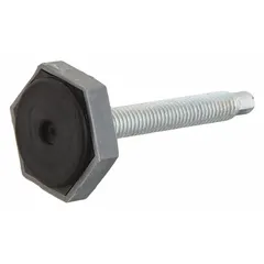 Leveling leg for washing machines and dryers. Used to stabilize the appliance on uneven floors, reducing vibration and noise during operation.