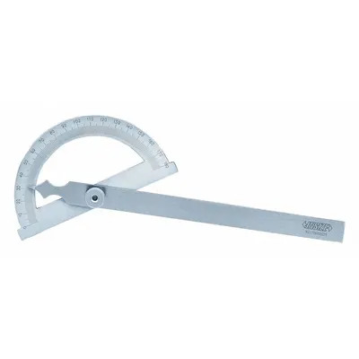 INSIZE Manual-Reading Protractor: 7 29/32 in Blade Lg, 0°to 180°, 1° Graduations - Manual-Reading Protractors