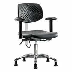 Polyurethane ESD & Cleanroom Chair with Arms, Adjustable Height 17 1/2" to 22 3/4", ISO 5
