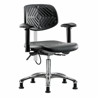 OEM Chair: Polyurethane, Arms Included, Ht Range 17 1/2 in to 22 3/4 in, 16 in Seat Wd - Polyurethane ESD & Cleanroom Chairs