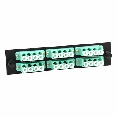 FIBERTRONICS Fiber Optic Adapter Plate: Multi-Mode, OM3, 24 Fiber Ports, LC, UPC, Quad - Fiber Optic Adapter Plates