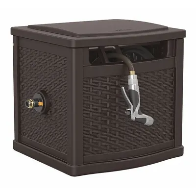 SUNCAST Garden Hose Reel: 150 ft (5/8 in I.D.), 12 in Reel Dia, Brown - Hand-Crank Garden Hose Reel Cabinets