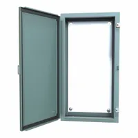 This steel enclosure is rated NEMA 12/13 for protection against dust, dirt, and non-corrosive liquids. It measures 30 x 16 x 6 inches and includes a solid hinged cover and a panel. The clamp closure method secures the cover without knockouts. Typical applications include housing electrical controls and instruments in industrial environments