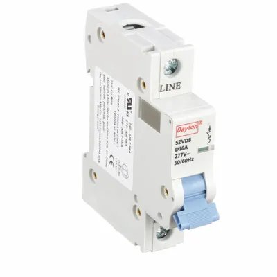 Dayton Supplementary Protector: 16 A Amps, 5kA at 277V AC, Screw Clamp, NDB2-63 D16/1 - D-Curve, 1-Pole UL1077 DIN Rail-Mount Supplementary Protectors
