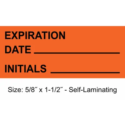 STRANCO Inventory Label: 1 1/2 in Wd, 5/8 in Ht, Orange, Rectangle, Polyester, Indoor - Safety