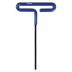 T-shaped hex key with 5 mm metric tip size and ball ends for angled access. Long arm length of 9 inches. Made from alloy steel with black oxide finish. Used for tightening or loosening hex socket screws in confined spaces.