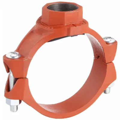 GRUVLOK 8 in x 2-1/2 in x 1-1/4 in Outlet Pipe Clamp, Ductile Iron, EPDM Seal - Outlet Pipe Clamps