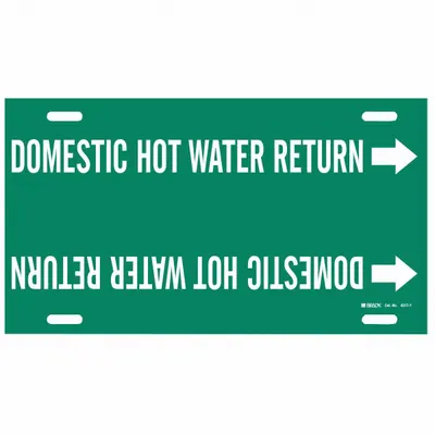 BRADY Pipe Marker: Domestic Hot Water Return, Green, White, Fits 6 to 7 7/8 in Pipe O.D. - Domestic Hot Water Return Snap-On Pipe Markers
