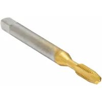This oversized spiral-point tap is designed for cutting internal threads in through-hole applications. The spiral-point geometry pushes chips ahead of the tap, preventing clogging and ensuring smooth operation. It is suitable for general machining of ferrous and non-ferrous materials where a 1/4"-20 UNC thread with a 2B class fit is required
