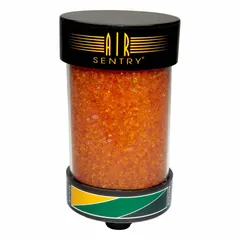 Silica gel desiccant breather with 2-micron particulate filtration for fluid reservoirs, gearboxes, and oil storage tanks. 1" MNPT connection, 8-inch overall length. Removes moisture and particulates from incoming air to maintain clean, dry conditions inside hydraulic systems.