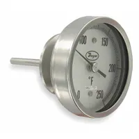 DWYER Sanitary Dial Thermometer: 0°F to 250°F, +/- 1% Accuracy, 3 in Dial Dia, 4.5 in Stem Lg (MPN BT15S34551)