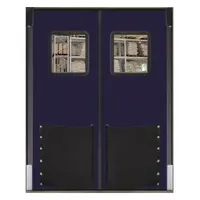 Swinging Door: Polyethylene, 2 Doors, Blue, 6 ft Door Wd, 7 ft Door Ht, Window Included, 1 PR (MPN 7284RD25NAV)