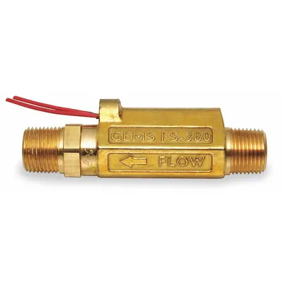 GEMS SENSORS Liquid Flow Switch: Piston, Brass, 3/8 in NPT, 3/8 in Connection Size, NPT - High-Pressure-Rated Compact Flow Switches