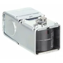This solenoid valve coil is rated for 24V and 17W, featuring a junction box enclosure and 6" leads for electrical connections. It is used to actuate solenoid valves in fluid control systems, such as in HVAC, irrigation, and process automation applications.