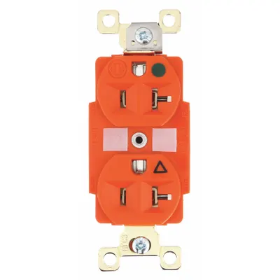 BRYANT Receptacle: Hospital Grade Fed. Spec., Duplex, 5-20R, Orange, 125V AC, 20 A - General Purpose Receptacles