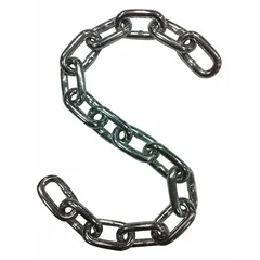 Straight chain made from alloy steel with a galvanized finish. Grade 43 rated for load-securing applications such as tie-downs, towing, and cargo restraint in industrial and transportation settings.
