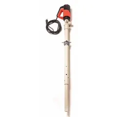 This electric drum pump is designed for mixing and agitating fluids in drums. It features a 1 hp motor, 120 V AC power, and delivers 43 gpm flow rate, handling viscosities up to 800 cps. The stainless steel suction tube provides corrosion resistance for use with a variety of industrial liquids. Pump only; motor and tube included.