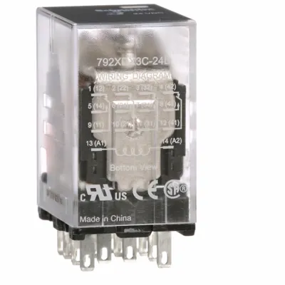 SCHNEIDER General Purpose Relay: Socket Mounted, 3 A Current Rating, 24V DC, 4PDT - Socket-Mounted Relays
