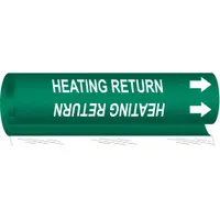 Pipe Marker: Heating Return, Green, White, Fits 1/2 to 1 3/8 in Pipe O.D., 1 Pipe Markers (MPN 5823-O)