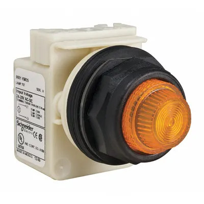 SCHNEIDER Pilot Light: 30 mm Panel Mounting Size, Amber, Incandescent - Incandescent Pilot-Lights