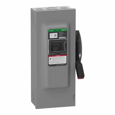 SCHNEIDER Safety Switch: Non-Fusible, 100 A, Three Phase, 600V AC/DC, Galvanized Steel - Non-Fusible Safety Switches