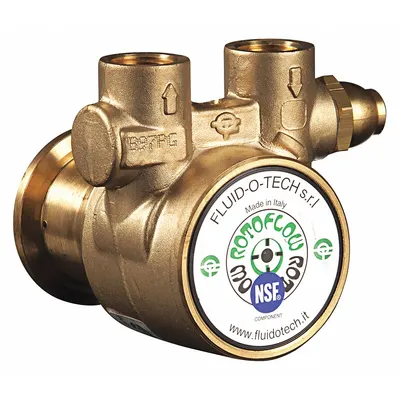 FLUID-O-TECH Rotary Vane Pump: Direct Drive, Low-Lead Brass Body, 3/8" NPT - Carbonator Mount Rotary Vane Pump Heads