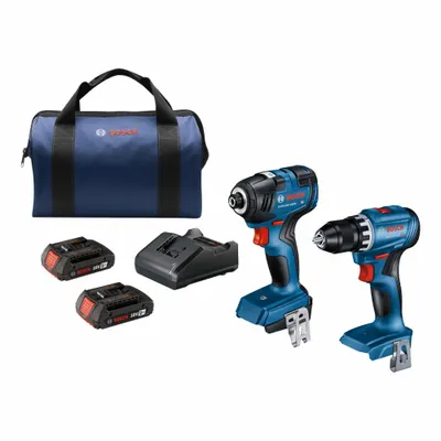 BOSCH Cordless Tool Combination Kit: 2 Tools, Impact Driver, 18 V DC Volt - Bosch 18V Cordless Tool Combination Kits