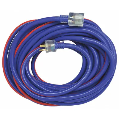 SOUTHWIRE 50 ft Outdoor Extension Cord, 10/3 SJTW, 15A, NEMA 5-15P, Blue/Red - Outdoor Extension Cords with Single Outlet