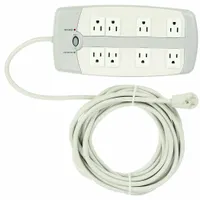APPROVED VENDOR Outlet Strip: 8 Outlets, 25 ft Cord Lg, 1,050 J Rated Energy, 15 A Current, White