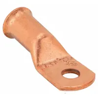 WESTWARD Lug: Crimpable Side Terminal, Crimp/Solder, Copper, 2 ga, 1/4 in Stud Size, Straight