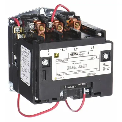 SQUARE D NEMA Magnetic Contactor: Non-Reversing, 3 Poles, NEMA Size 2, 45 A - Non-Reversing NEMA Contactors