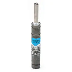 Gas spring with 186 lbf force, 7 63/64 in extended length, and M6 rod thread size. Supplied without end fittings. Used for controlled lifting and damping in industrial equipment such as machine guards, hatches, and conveyor covers.