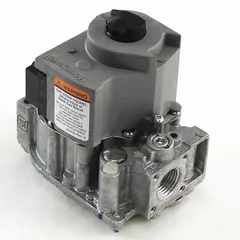Gas valve for controlling gas flow to burners in HVAC systems. Used in residential and light commercial furnaces, boilers, and rooftop units for gas regulation and safety shutoff.