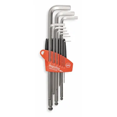WIHA Hex Key Set: 6 - 10 Pieces, MagicRing, L, Metric, Single Ball End, Long - L-Shaped Hex Key Sets